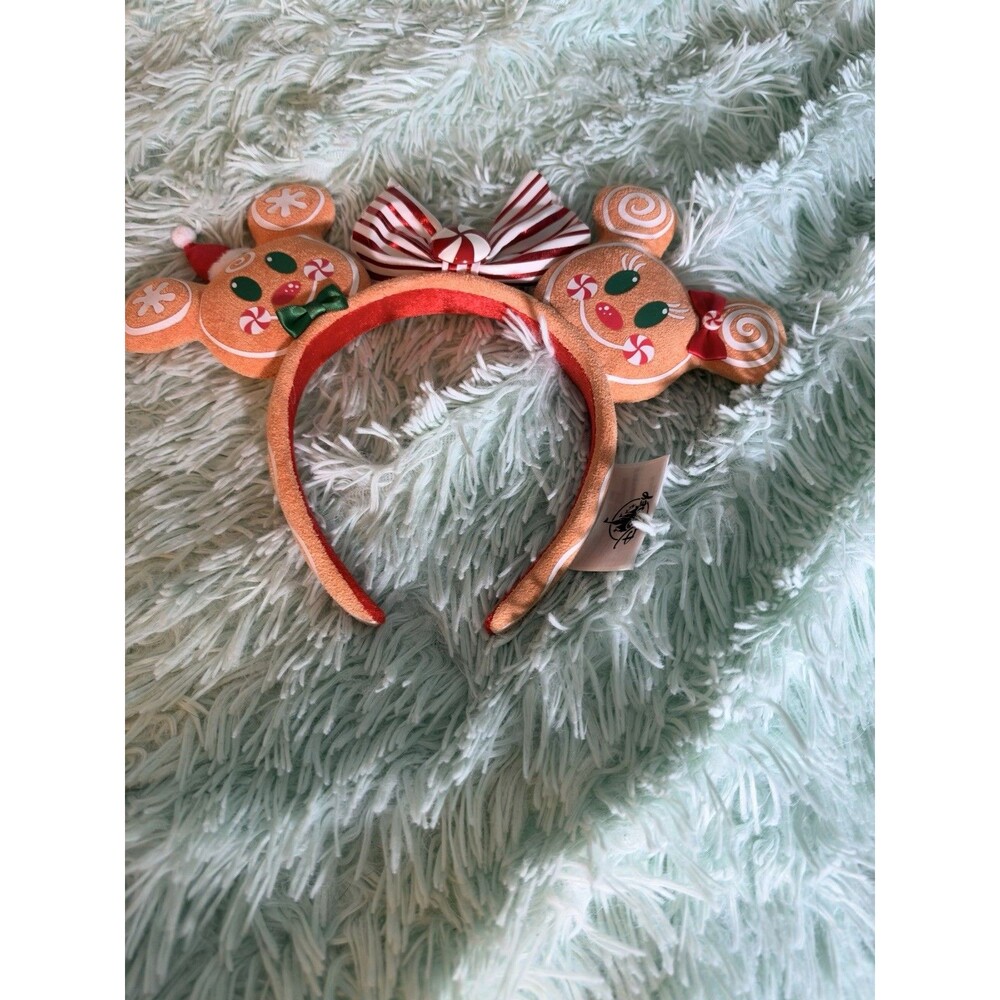 Disney Holiday Christmas Gingerbread Mickey & Minnie Mouse Headband